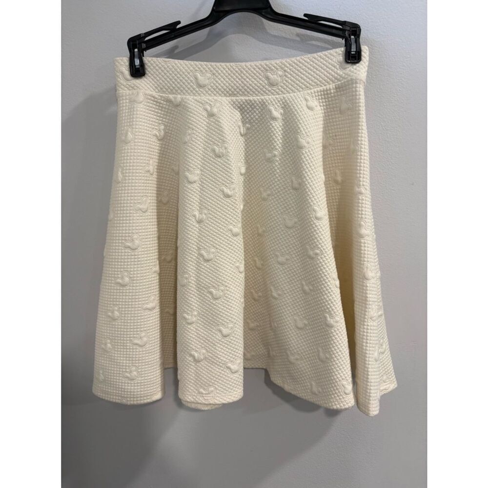 Disney LC Lauren Conrad Cream Textured Circle Skirt with Mouse  Motif